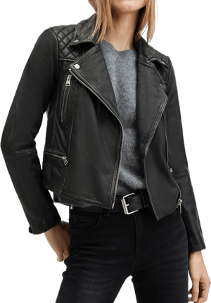 Allsaints Women's Distressed Leather Cargo Biker Jacket