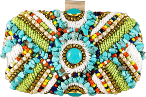 Vintage Colorful Stones Beaded Clutch Bag