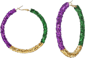 RareLove Lightweight Mardi Gras Hoop Earrings