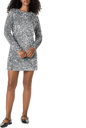 The Drop Women's Luz Sequin Long Sleeve Mini Dress