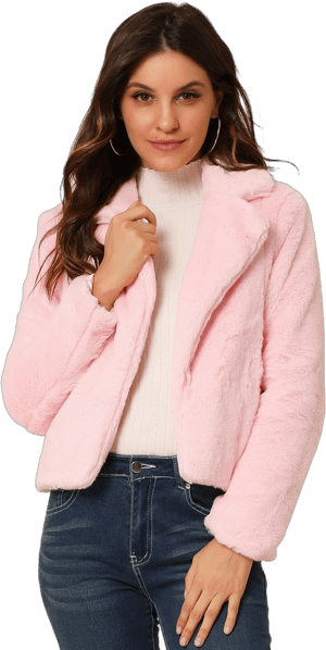 Inspire Chic Women's Cropped Fluffy Faux Fur Jacket