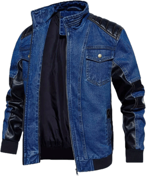 INVACHI Men's Vintage Patchwork Denim Trucker Biker Jacket