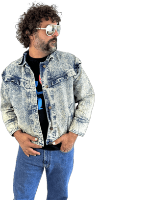 Vintage 80s Acid Wash Denim Jean Rocker Jacket