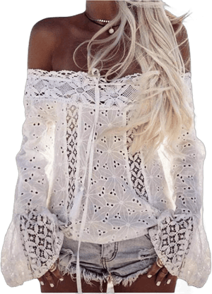 Beach Hut Off Shoulder Boho Lace Top