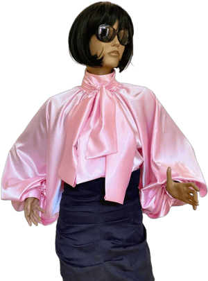 Formal Womens satin bow blouse cocktail satin blouse