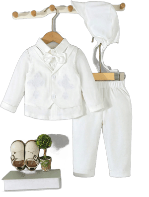 SHEIN Baby Boys Floral Embroidered Long Sleeve Shirt, Pants, and Hat Set