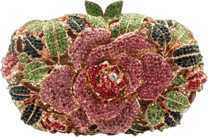 Sparkly Rhinestone Rose Flower Clutch