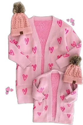 Mom & Me Pink Heart Cardigan CHILD