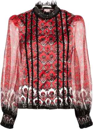 Alice + Olivia Bettina Lace-Trim Blouse