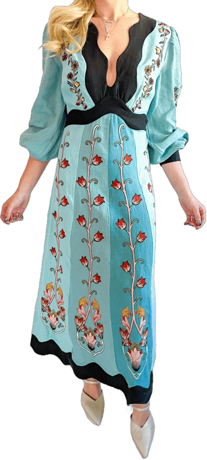 FARM Rio Flowing Embroidered Midi Dress