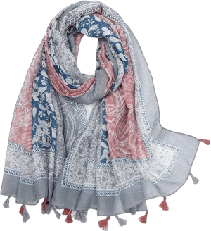 Women's Boho Floral Printed Fringed Scarf