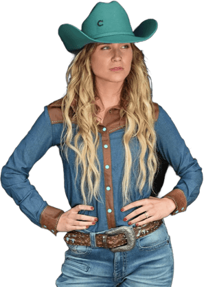 Cowgirl Tuff Denim Button Western Shirt Womens