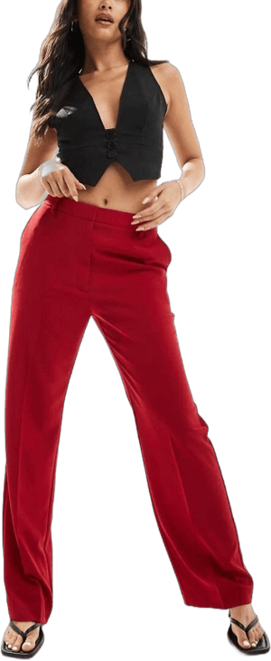 ASOS High Waist Straight Leg Tailored Pants