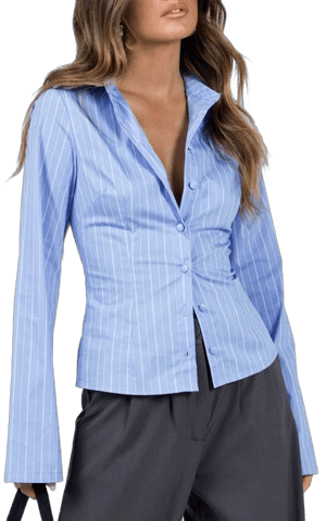 Princess Polly Anni Pinstripe Button-Up Shirt