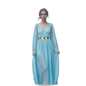 Greek Goddess Chiffon Maxi Gown with Gold Belt