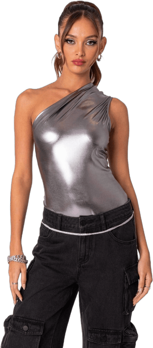 Edikted Women's Feona Gathered Metallic Bodysuit