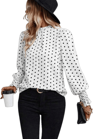 ZOOMOON Women's Polka Dot Puff Ruffle Tunic Blouse