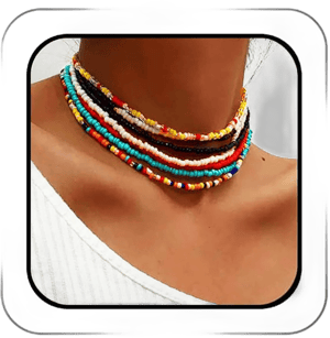 ACEDRE Women's Boho Layered Beaded Choker Necklaces (7pcs)