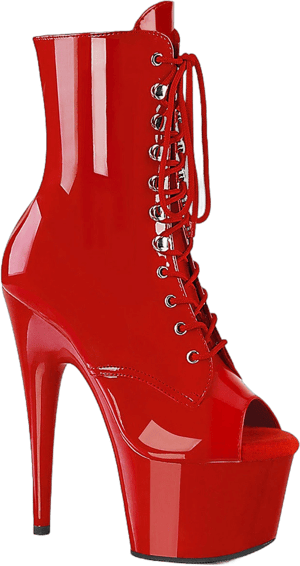 Pleaser Adore-1021 Peep Toe Lace Up Ankle Boot