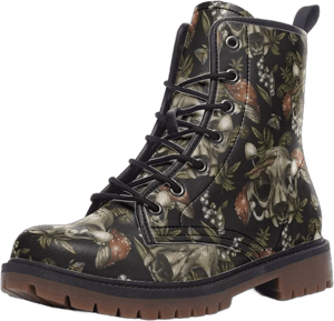 Cottagecore Combat Boots, Cute Unisex Mushroom Faux Leather Lightweight Boots, Dark Academia, Goblincore, Fairycore and Witchy Lovers