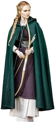 Green Wool Cloak w/ Wool Ties - Heavy Wool Hooded Cape