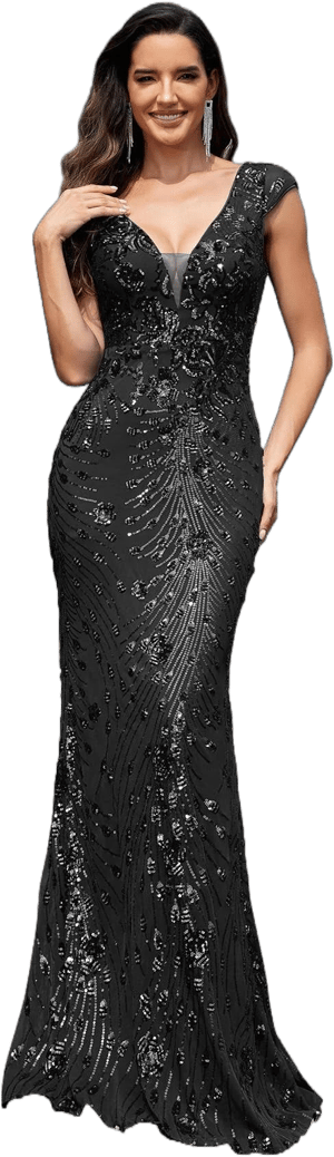 Women's Glamous Sleeveless Sequined Mermaid Evening Gown