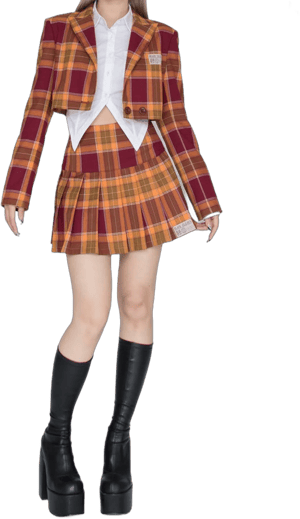 Campus Spice Girl Plaid Short Blazer