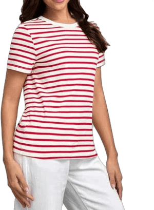 Women's Casual Round Neck Short Sleeve Striped T-shirt