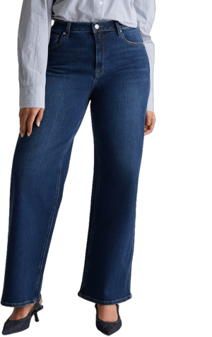 Quince Women's Stretch High Rise Wide Leg Organic Cotton Jeans