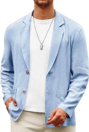 Men's Slim Fit Linen Two Button Suit Jacket