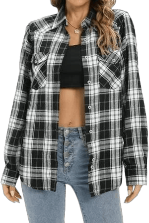 Women's Long Sleeve Plaid Flannel Shirt