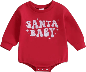 Santa Baby Embroidered Sweatshirt Romper