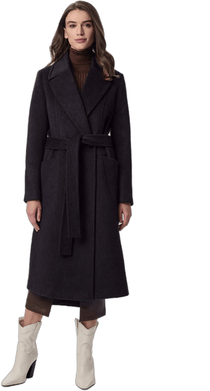 Women's Bernardo Belted Wool Blend Longline Coat