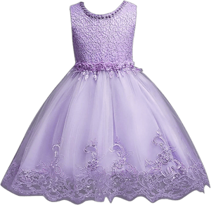 DreamHigh Flower Girl's Floral-Embroidered Pearl Evening Dress Up