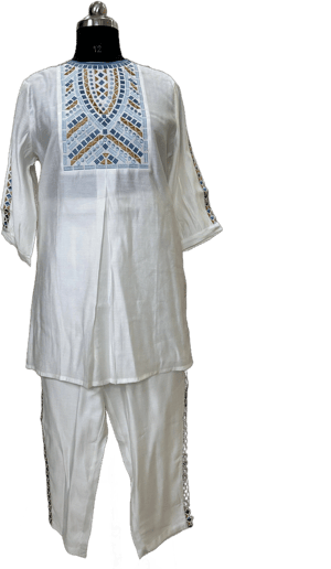 Women's Indo- Western Embroidered Kurti Set