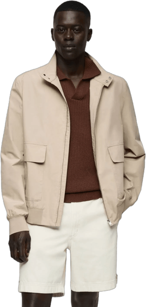 MANGO Men's Cotton Zip-Up Jacket with Pockets