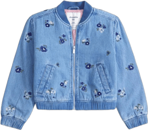 Abercrombie Kids Girls Embroidered Denim Bomber Jacket