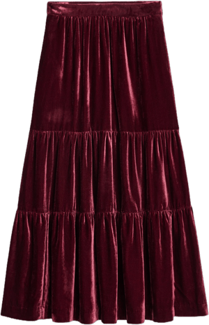 Boden Women's Viv Velvet Tiered Maxi Skirt