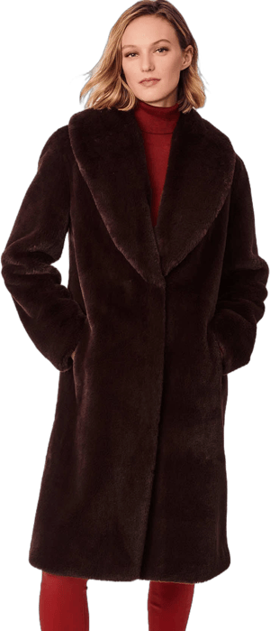 Bernardo Women's Faux Fur Shawl Collar Coat