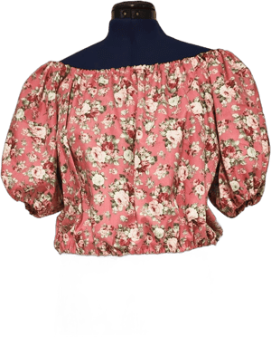 Cottagecore Floral Print Peasant Blouse with Puff Sleeves