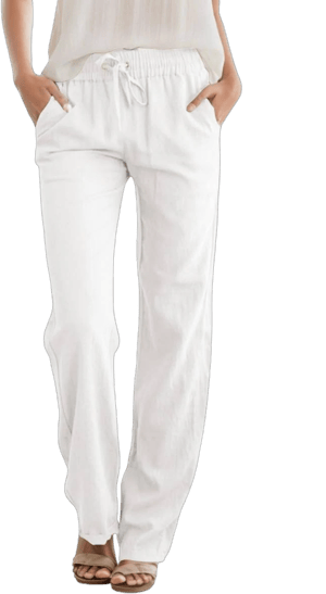 Women's Casual Linen High Waist Drawstring Pants with Side Pockets