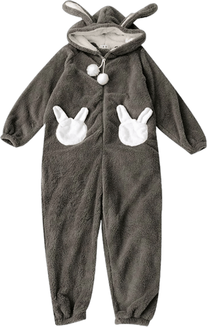 Jilneed Women's Cute Bunny Ears Zipper Fleece Onesie Pajamas