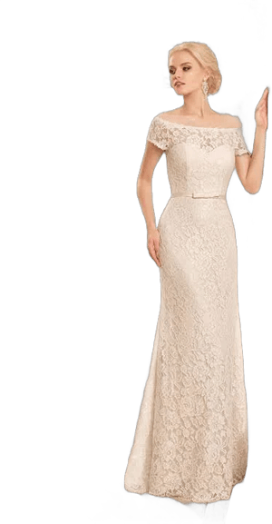 Dorris Wedding Off-The-Shoulder Illusion Lace Maxi Dress