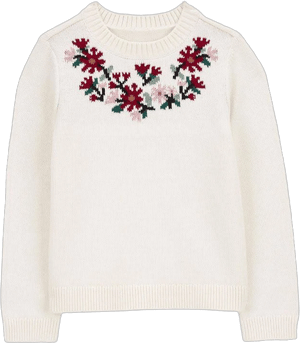 Carter's Girls' Holiday Floral Cotton Sweater