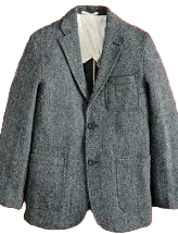 Beams Plus 3B Comfort Harris Tweed Jacket in Grey Herringbone Small