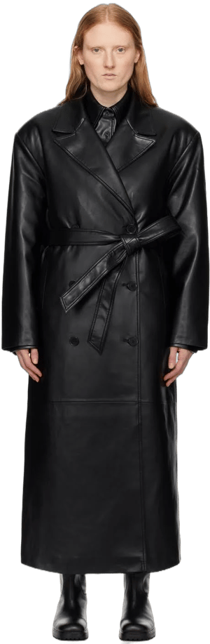 The Frankie Shop Womens Tina Faux Leather Trench Coat