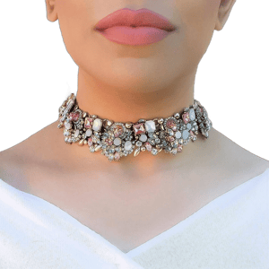 Rhinestone Statement Choker Necklace