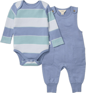 Burt's Bees Baby Around The World Stripe Bodysuit and Overall Set