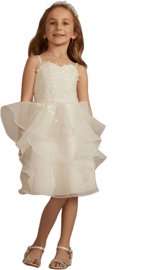 DB Studio Spaghetti Strap Ruffle Skirt Flower Girl Dress