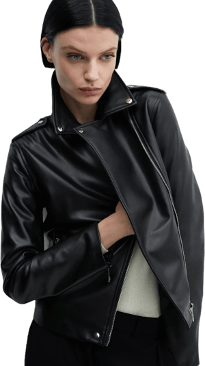 MANGO Women's Faux-Leather Biker Jacket